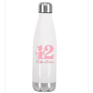 12 Preteen 12th Birthday Girl Coquette 12 Year Old Stainless Steel Insulated Water Bottle