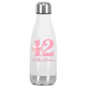 12 Preteen 12th Birthday Girl Coquette 12 Year Old Stainless Steel Insulated Water Bottle