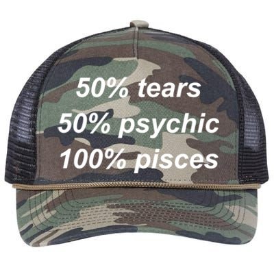 100% Pisces Astrology Star Sign Pisces Zodiac Gift Retro Rope Trucker Hat Cap