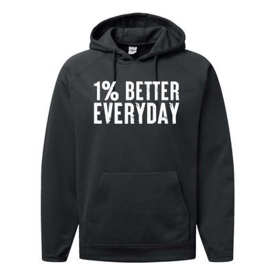 1 Percent Better Everyday Motivation Quote Simple Design Performance Fleece Hoodie