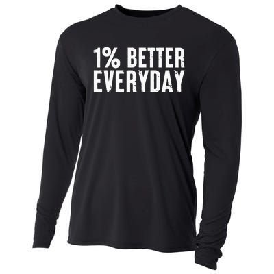 1 Percent Better Everyday Motivation Quote Simple Design Cooling Performance Long Sleeve Crew