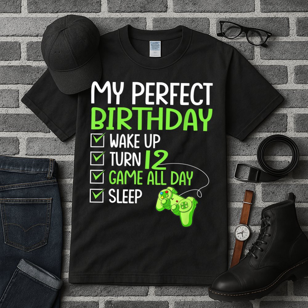 12th Perfect Birthday Boys Gaming 12 Years Old Gifts Gamer Tall T-Shirt