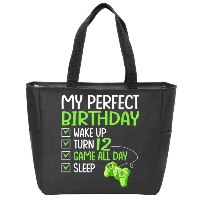 12th Perfect Birthday Boys Gaming 12 Years Old Gifts Gamer Zip Tote Bag