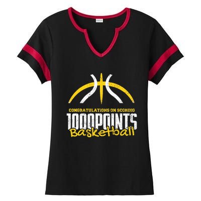 1000 Points Basketball Scorer High School Basketball Player Ladies Halftime Notch Neck Tee