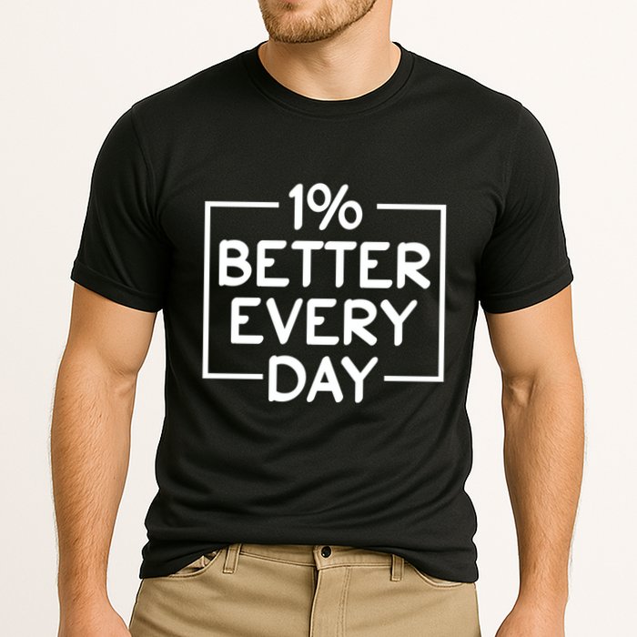 1% Percent Better Everyday Motivational Inspirational Quote Cooling Performance Crew T-Shirt