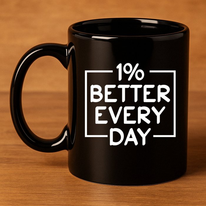 1% Percent Better Everyday Motivational Inspirational Quote 11oz C Handle Ceramic Mug
