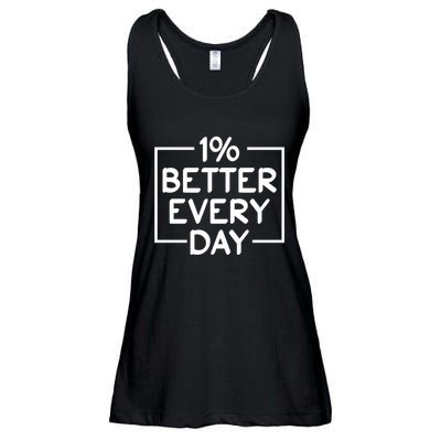 1% Percent Better Everyday Motivational Inspirational Quote Ladies Essential Flowy Tank