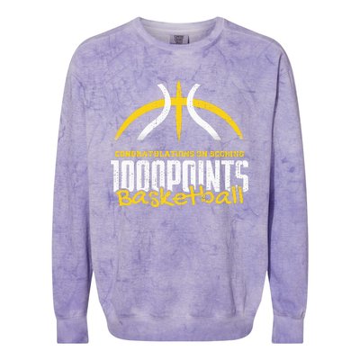 1000 Points Basketball Scorer High School Basketball Player Colorblast Crewneck Sweatshirt