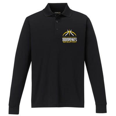 1000 Points Basketball Scorer High School Basketball Player Performance Long Sleeve Polo