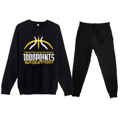 1000 Points Basketball Scorer High School Basketball Player Premium Crewneck Sweatsuit Set