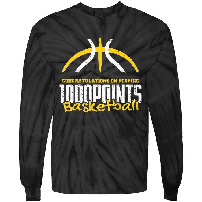 1000 Points Basketball Scorer High School Basketball Player Tie-Dye Long Sleeve Shirt