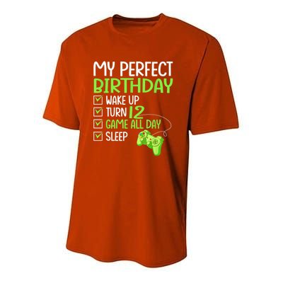 12th Perfect Birthday Boys Gaming 12 Years Old Gifts Gamer Youth Performance Sprint T-Shirt