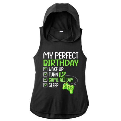 12th Perfect Birthday Boys Gaming 12 Years Old Gifts Gamer Ladies PosiCharge Tri-Blend Wicking Draft Hoodie Tank