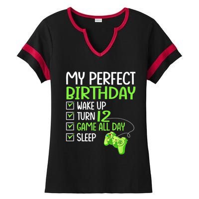 12th Perfect Birthday Boys Gaming 12 Years Old Gifts Gamer Ladies Halftime Notch Neck Tee