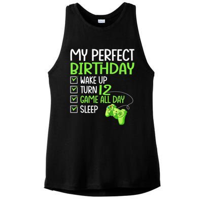 12th Perfect Birthday Boys Gaming 12 Years Old Gifts Gamer Ladies PosiCharge Tri-Blend Wicking Tank