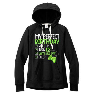 12th Perfect Birthday Boys Gaming 12 Years Old Gifts Gamer Women's Fleece Hoodie