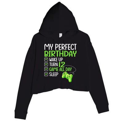 12th Perfect Birthday Boys Gaming 12 Years Old Gifts Gamer Crop Fleece Hoodie