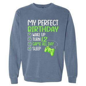 12th Perfect Birthday Boys Gaming 12 Years Old Gifts Gamer Garment-Dyed Sweatshirt