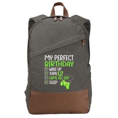 12th Perfect Birthday Boys Gaming 12 Years Old Gifts Gamer Cotton Canvas Backpack