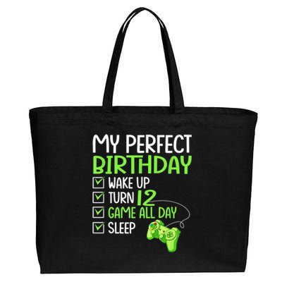 12th Perfect Birthday Boys Gaming 12 Years Old Gifts Gamer Cotton Canvas Jumbo Tote