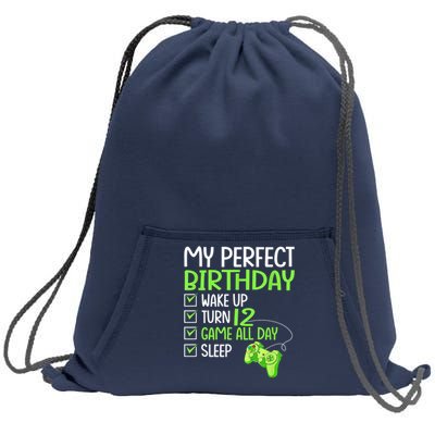 12th Perfect Birthday Boys Gaming 12 Years Old Gifts Gamer Sweatshirt Cinch Pack Bag