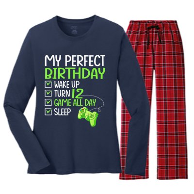 12th Perfect Birthday Boys Gaming 12 Years Old Gifts Gamer Women's Long Sleeve Flannel Pajama Set 