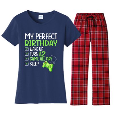 12th Perfect Birthday Boys Gaming 12 Years Old Gifts Gamer Women's Flannel Pajama Set