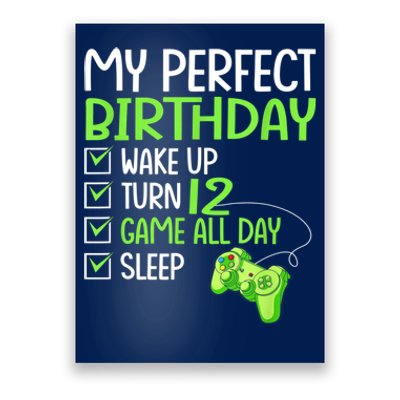 12th Perfect Birthday Boys Gaming 12 Years Old Gifts Gamer Poster