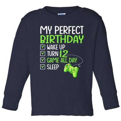 12th Perfect Birthday Boys Gaming 12 Years Old Gifts Gamer Toddler Long Sleeve Shirt