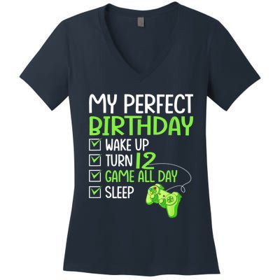 12th Perfect Birthday Boys Gaming 12 Years Old Gifts Gamer Women's V-Neck T-Shirt