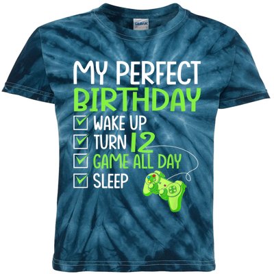 12th Perfect Birthday Boys Gaming 12 Years Old Gifts Gamer Kids Tie-Dye T-Shirt