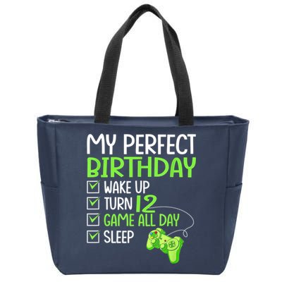 12th Perfect Birthday Boys Gaming 12 Years Old Gifts Gamer Zip Tote Bag