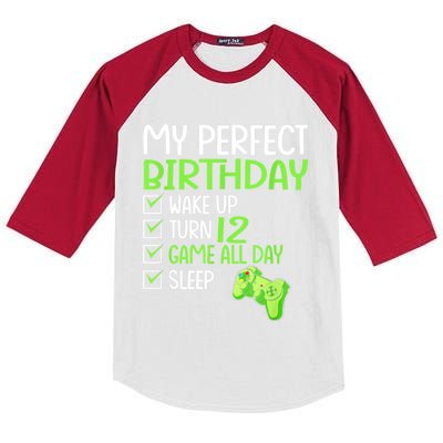 12th Perfect Birthday Boys Gaming 12 Years Old Gifts Gamer Kids Colorblock Raglan Jersey