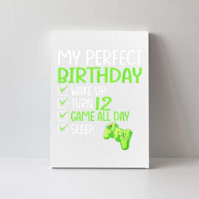 12th Perfect Birthday Boys Gaming 12 Years Old Gifts Gamer Canvas