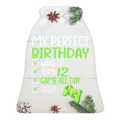 12th Perfect Birthday Boys Gaming 12 Years Old Gifts Gamer Ceramic Bell Ornament