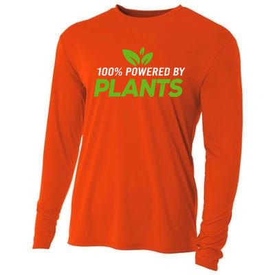 100% Powered By Plants Veggie Food Vegan Cool Gift Cooling Performance Long Sleeve Crew