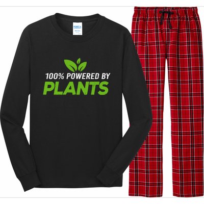 100% Powered By Plants Veggie Food Vegan Cool Gift Long Sleeve Pajama Set