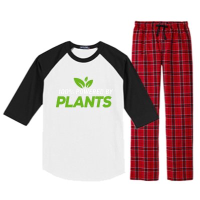 100% Powered By Plants Veggie Food Vegan Cool Gift Raglan Sleeve Pajama Set