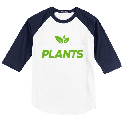 100% Powered By Plants Veggie Food Vegan Cool Gift Baseball Sleeve Shirt