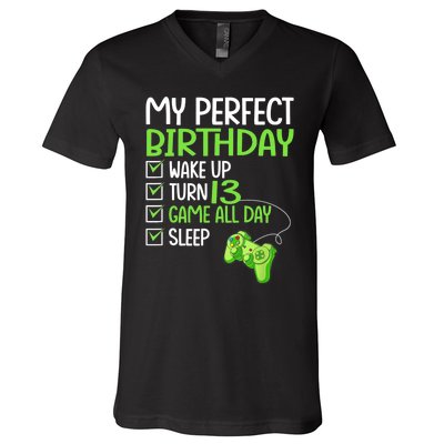 13th Perfect Birthday Boys Gaming 13 Years Old Gifts Gamer TShirt V-Neck T-Shirt