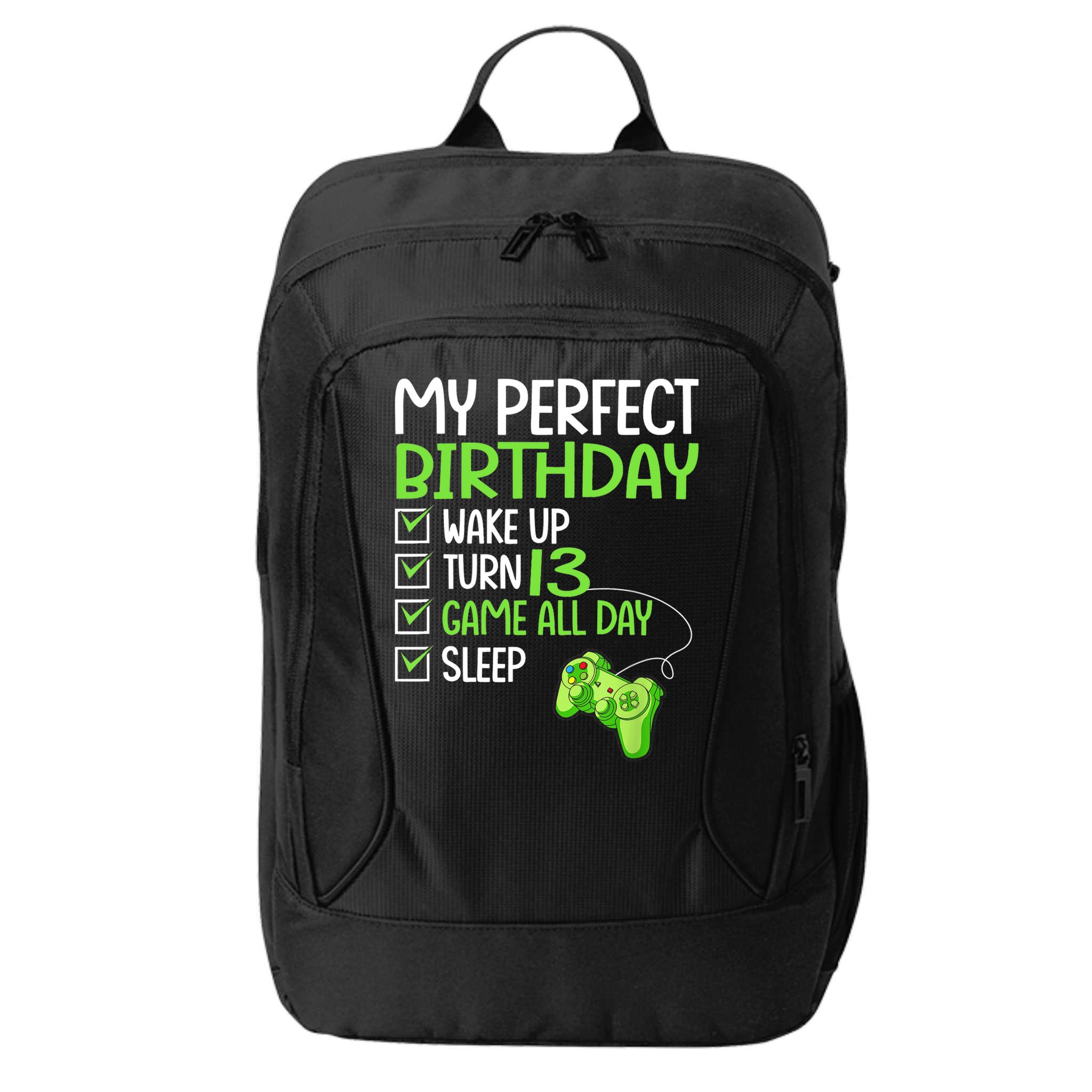 13th Perfect Birthday Boys Gaming 13 Years Old Gifts Gamer TShirt City Backpack