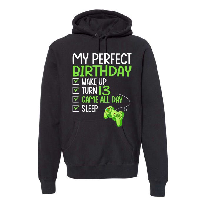 13th Perfect Birthday Boys Gaming 13 Years Old Gifts Gamer TShirt Premium Hoodie