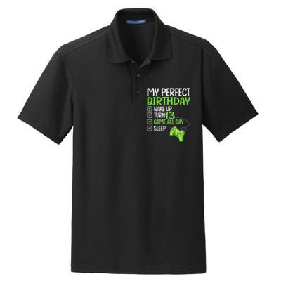 13th Perfect Birthday Boys Gaming 13 Years Old Gifts Gamer TShirt Dry Zone Grid Polo