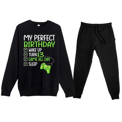 13th Perfect Birthday Boys Gaming 13 Years Old Gifts Gamer TShirt Premium Crewneck Sweatsuit Set