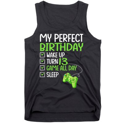 13th Perfect Birthday Boys Gaming 13 Years Old Gifts Gamer TShirt Tank Top