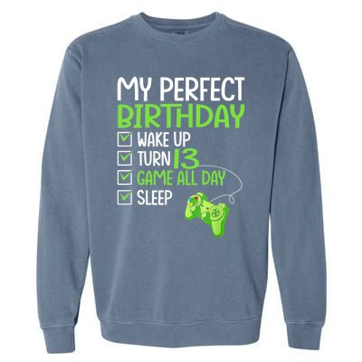 13th Perfect Birthday Boys Gaming 13 Years Old Gifts Gamer TShirt Garment-Dyed Sweatshirt