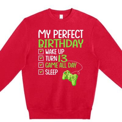 13th Perfect Birthday Boys Gaming 13 Years Old Gifts Gamer TShirt Premium Crewneck Sweatshirt