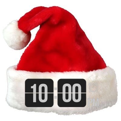 10:00 Pm Clock Premium Christmas Santa Hat