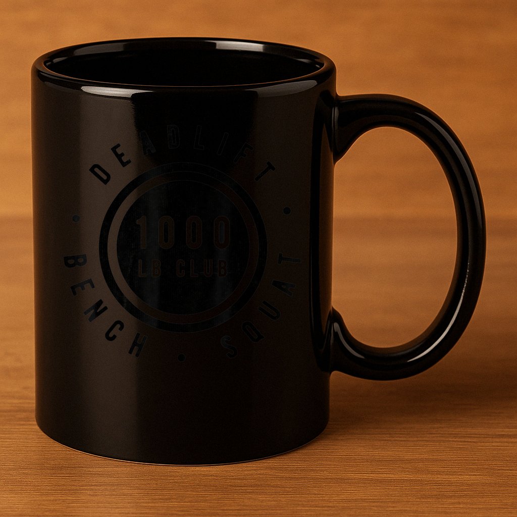 1,000 Pound Club Bench Squad Deadlift Powerlifter Goal 11oz C Handle Ceramic Mug
