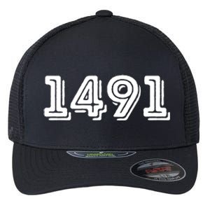 1491 Pre Columbus Decolonize Native American Indigenous Flexfit Unipanel Trucker Cap